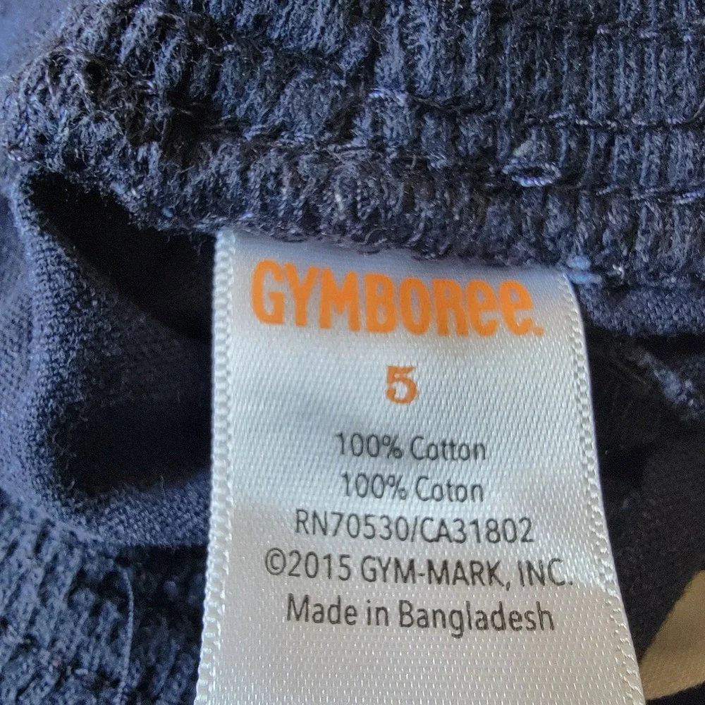 Gymboree Cargo Pants Kids Size 5 Navy Blue Good Cotton Drawstring Striped Waist